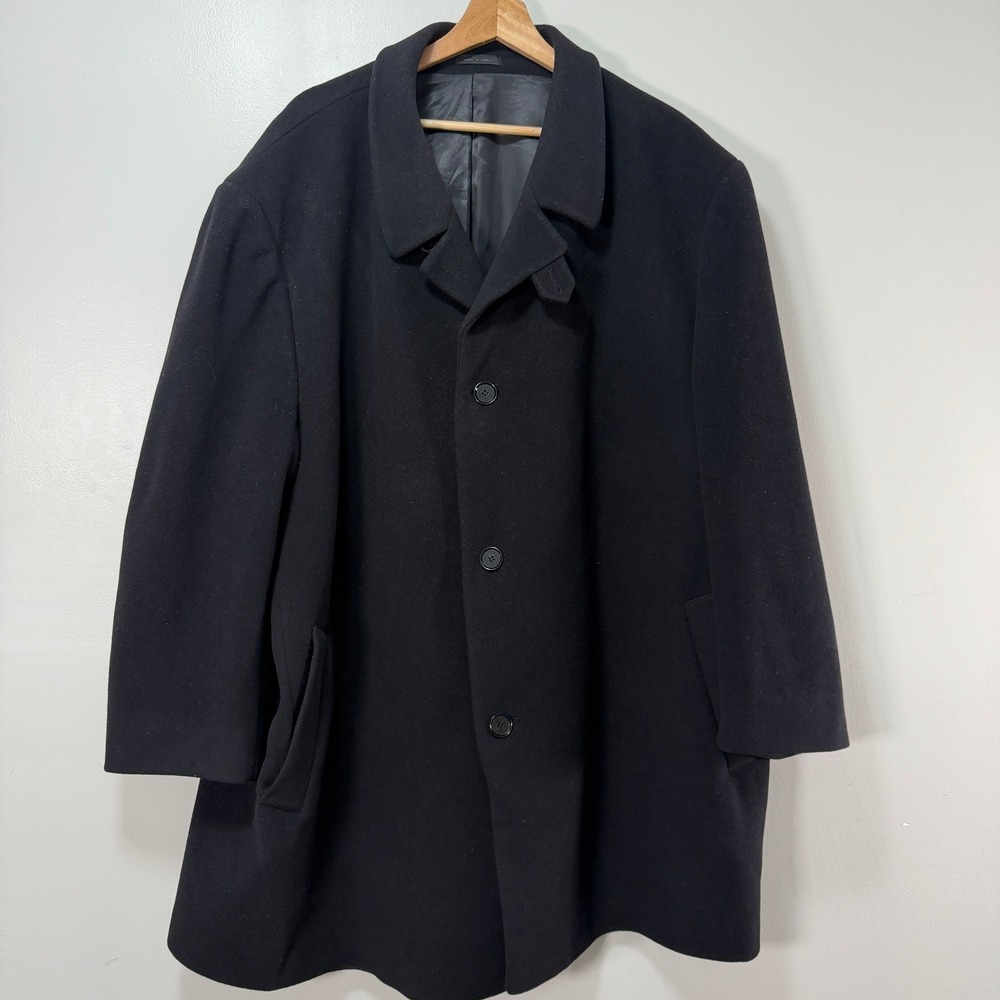 Calvin Klein Mens Black Wool Blend Hipster Overcoat Coat Three Button Size XL